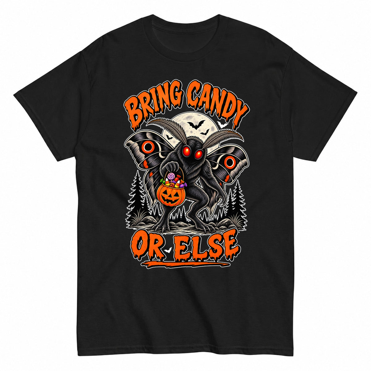 Bring Candy Or Else Halloween Shirt in Black – product view