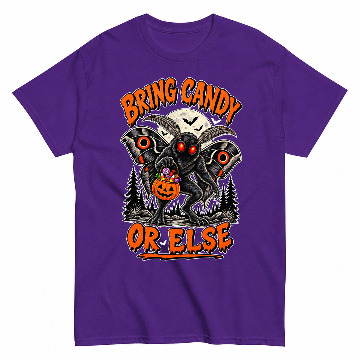 Bring Candy Or Else Halloween Shirt in Blue – product view