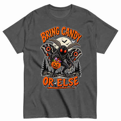 Bring Candy Or Else Halloween Shirt in Grey – product view