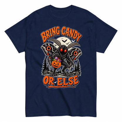 Bring Candy Or Else Halloween Shirt in Navy – product view