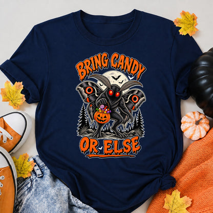 Bring Candy Or Else Halloween Shirt in Navy – alternate view