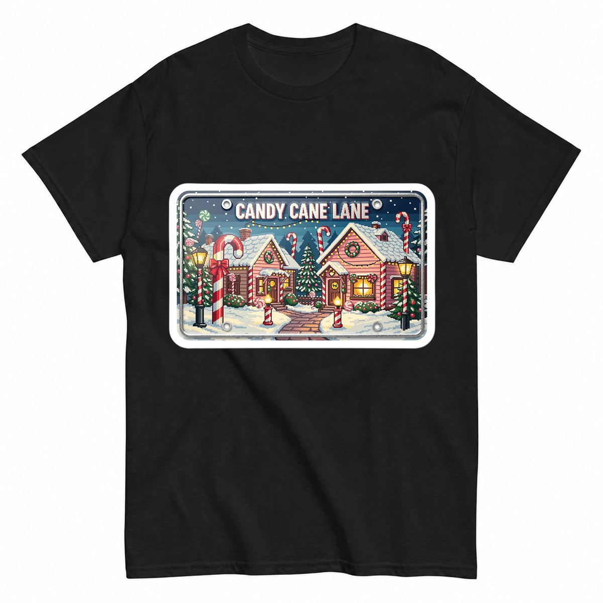 Candy Cane Lane Vintage Holiday Metal Sign Christmas T-Shirt - product view 1