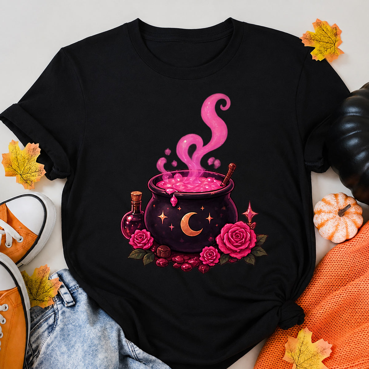 Cauldron Halloween Shirt in Black – alternate view