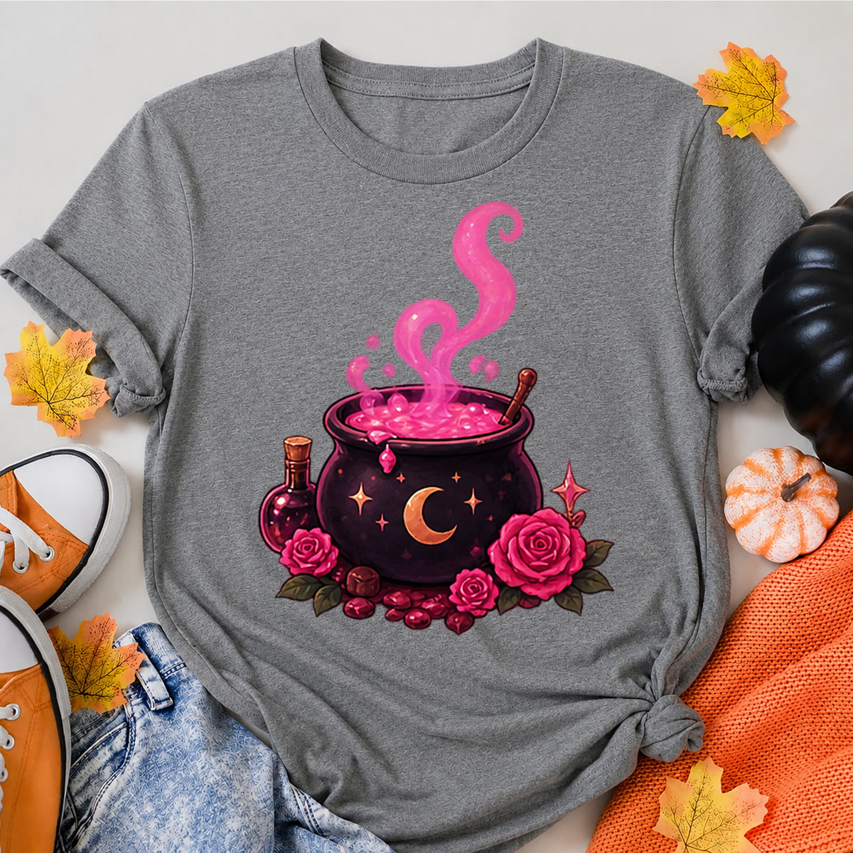 Cauldron Halloween Shirt in Grey – alternate view