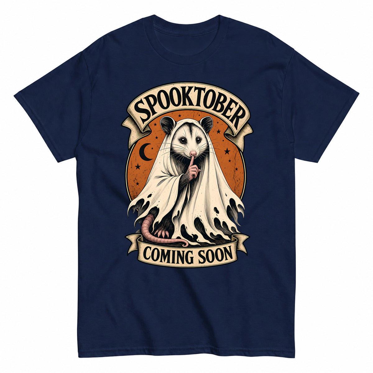 Celebrating Spooktober With Opossum - Halloween Possum Halloween Shirt in Navy – product view