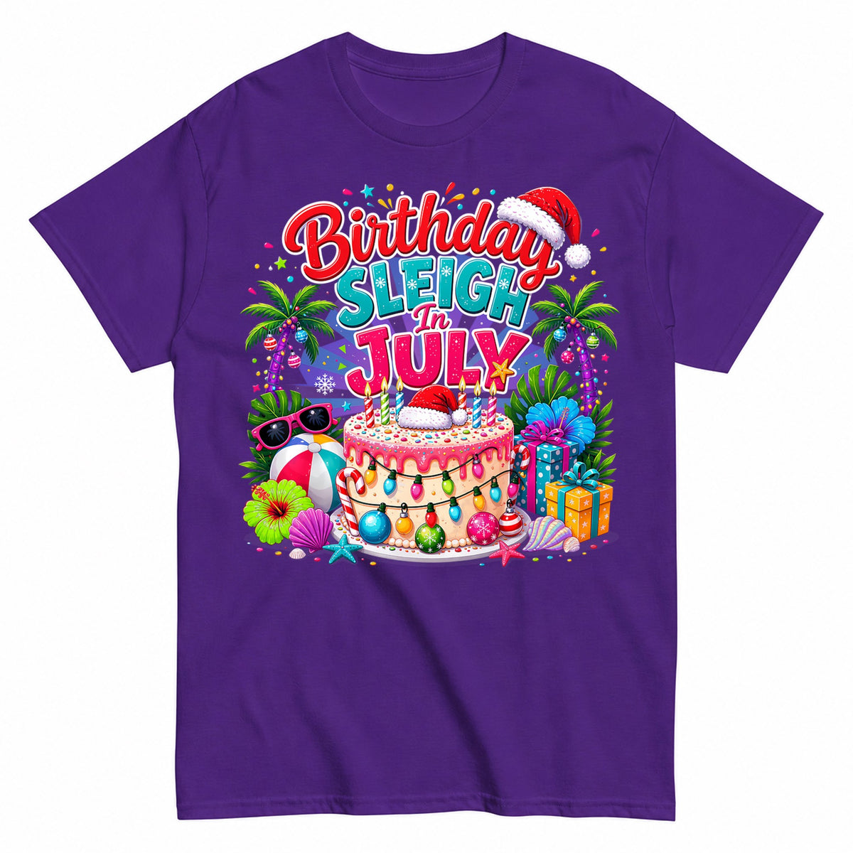 Christmas Birthday In July Tropical Celebration T-Shirt - product view 2