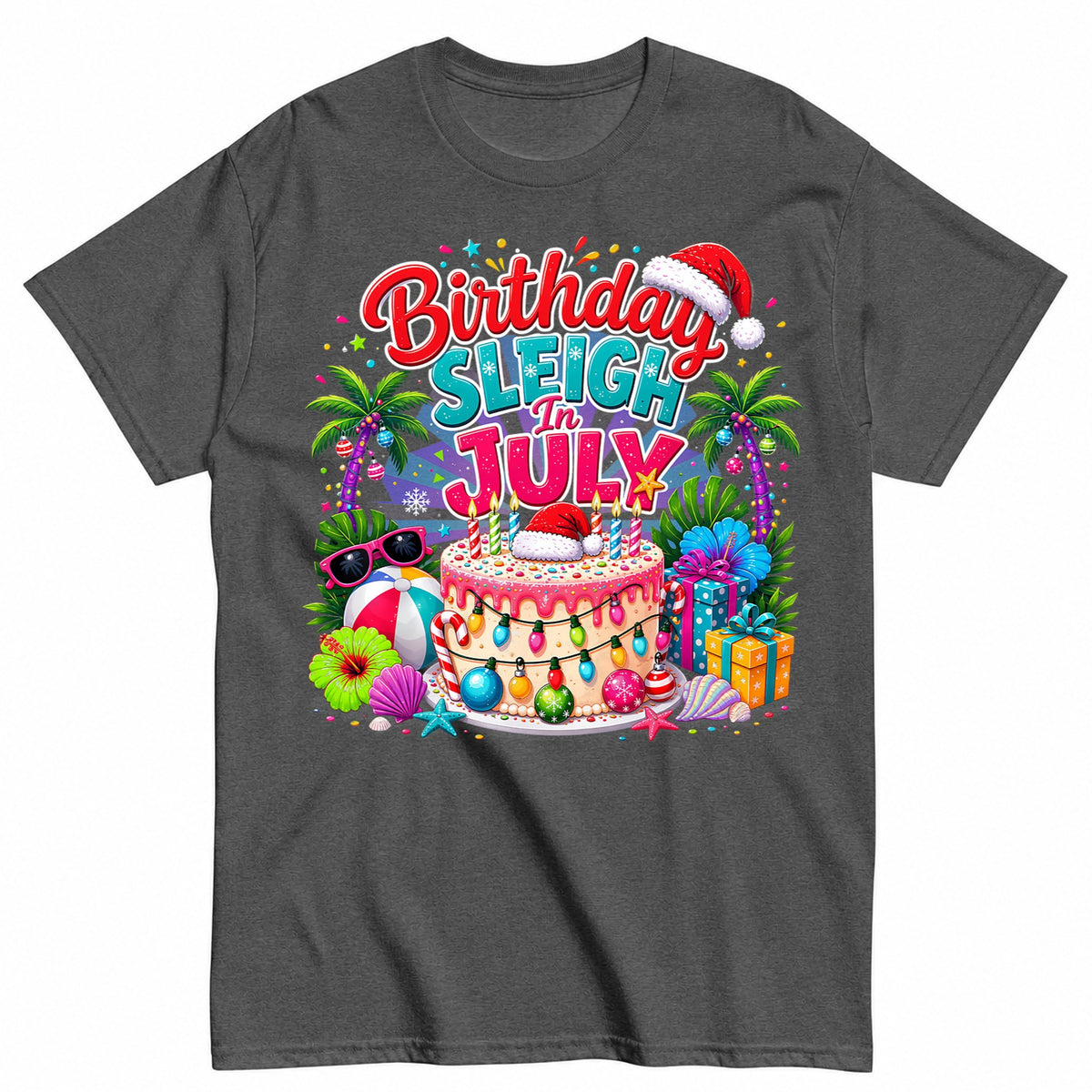 Christmas Birthday In July Tropical Celebration T-Shirt - product view 3