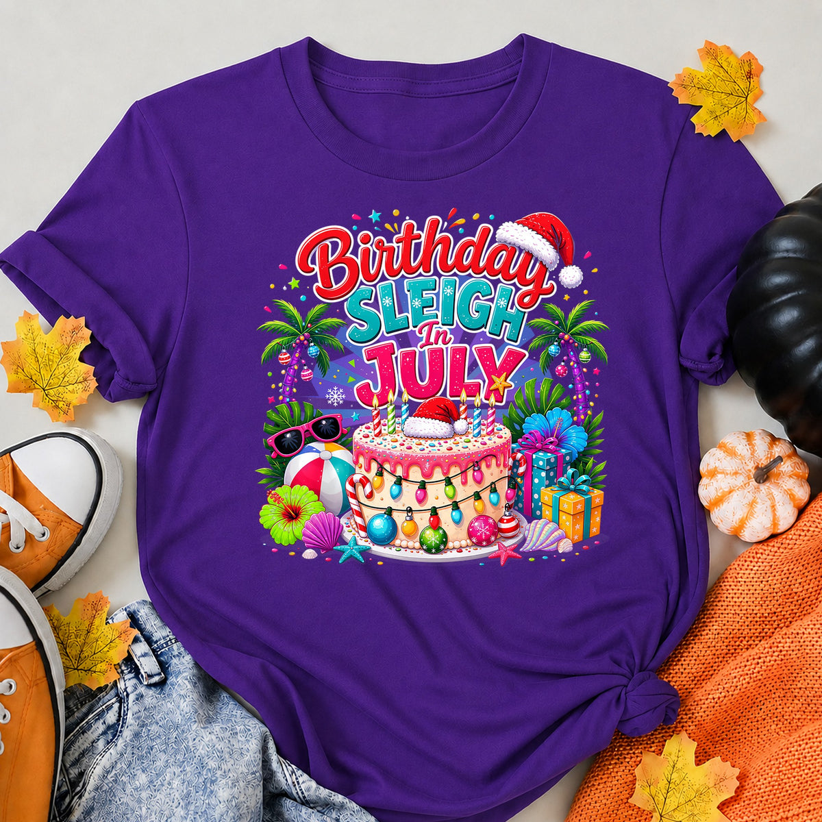 Christmas Birthday In July Tropical Celebration T-Shirt - product view 6
