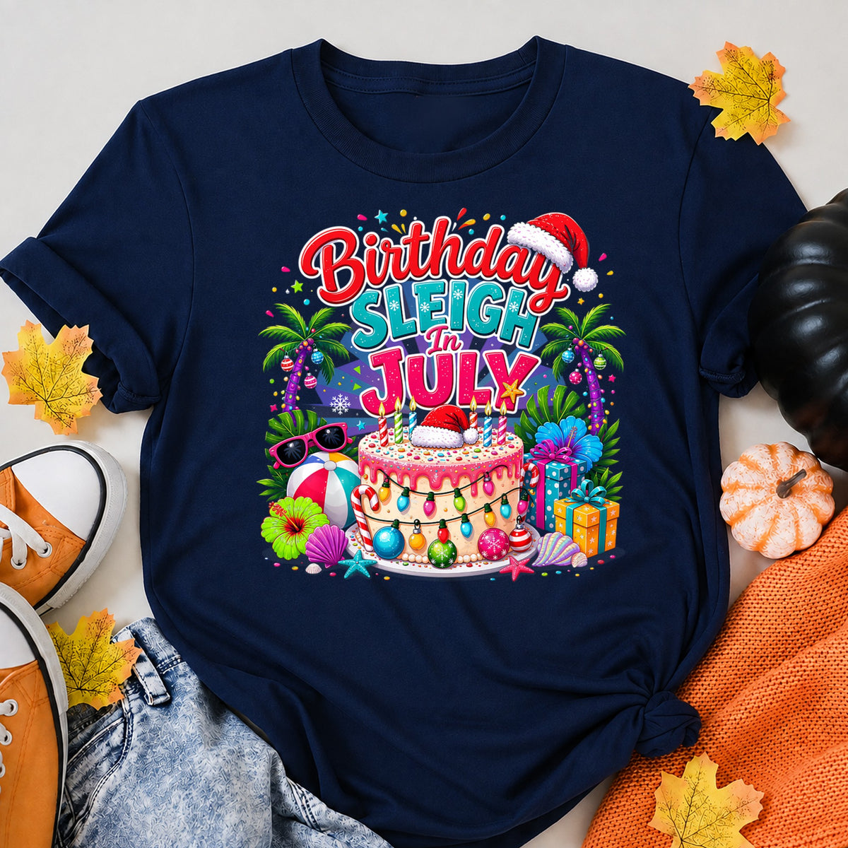 Christmas Birthday In July Tropical Celebration T-Shirt - product view 8