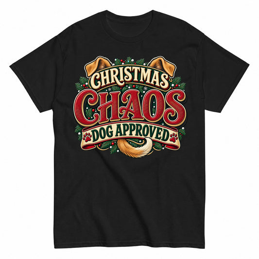 Christmas Chaos Dog Approved Holiday Humor T-Shirt - product view 1