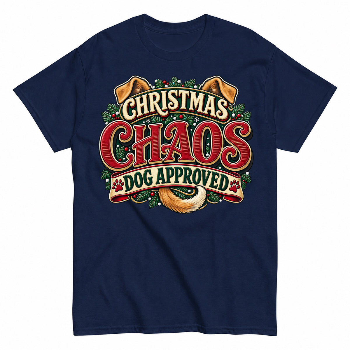 Christmas Chaos Dog Approved Holiday Humor T-Shirt - product view 4
