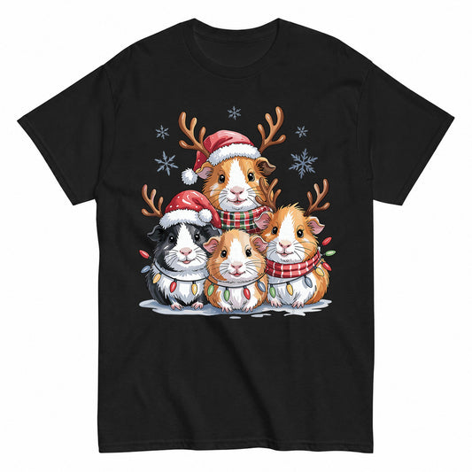 Christmas Guinea Pig Reindeer Family Holiday Pet Owner T-Shirt - product view 1