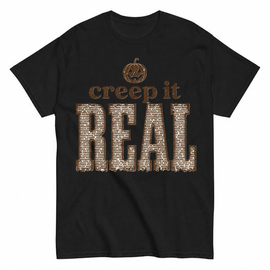 Creep It Real Halloween Tee Halloween Shirt in Black – product view