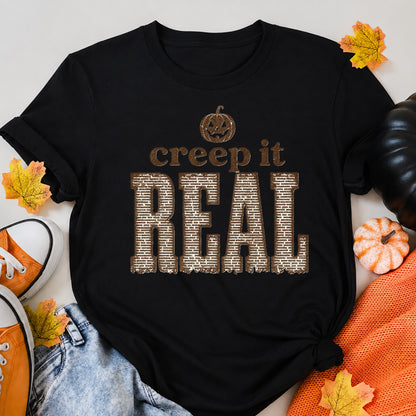 Creep It Real Halloween Tee Halloween Shirt in Black – alternate view