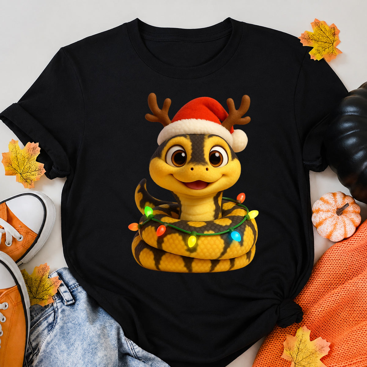 Firefly Ball Python Christmas Lights T-Shirt - product view 5