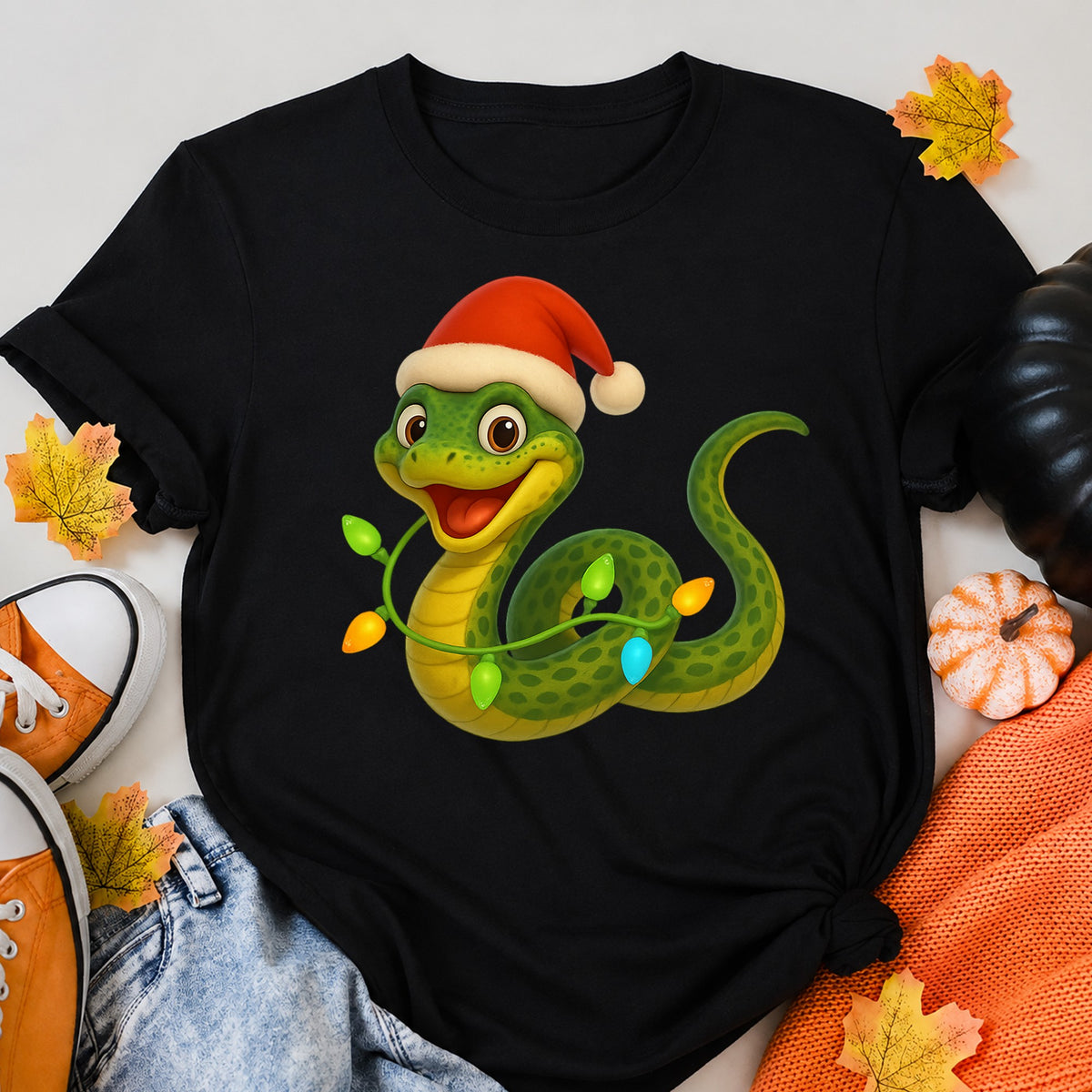 Flying Snake Christmas Lights T-Shirt - product view 5