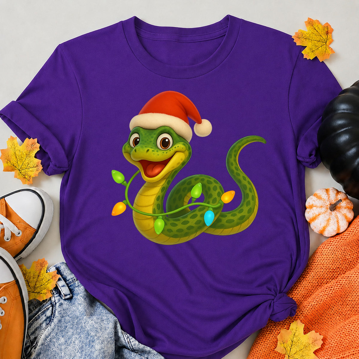 Flying Snake Christmas Lights T-Shirt - product view 6