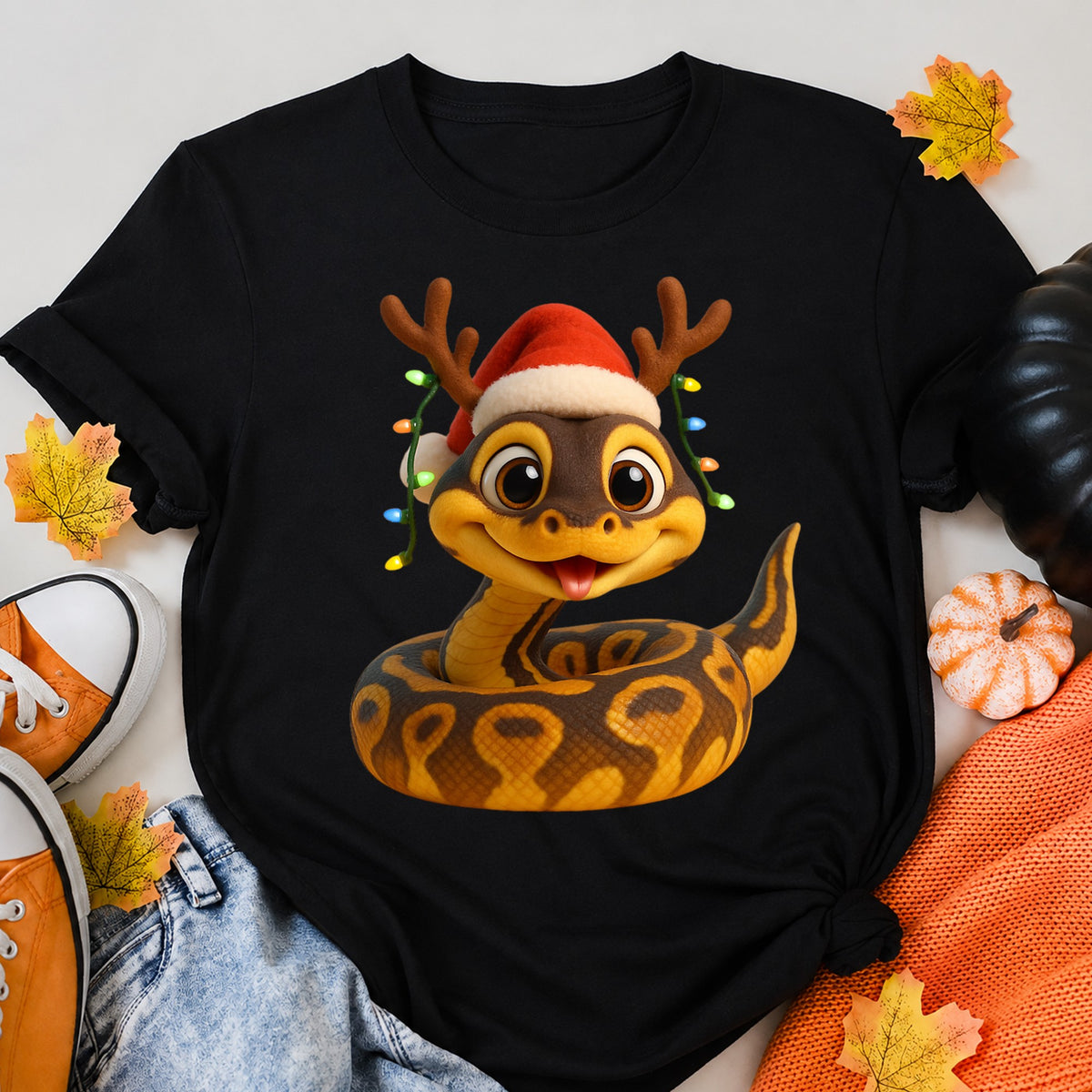 Freeway Ball Python Christmas Lights T-Shirt - product view 5