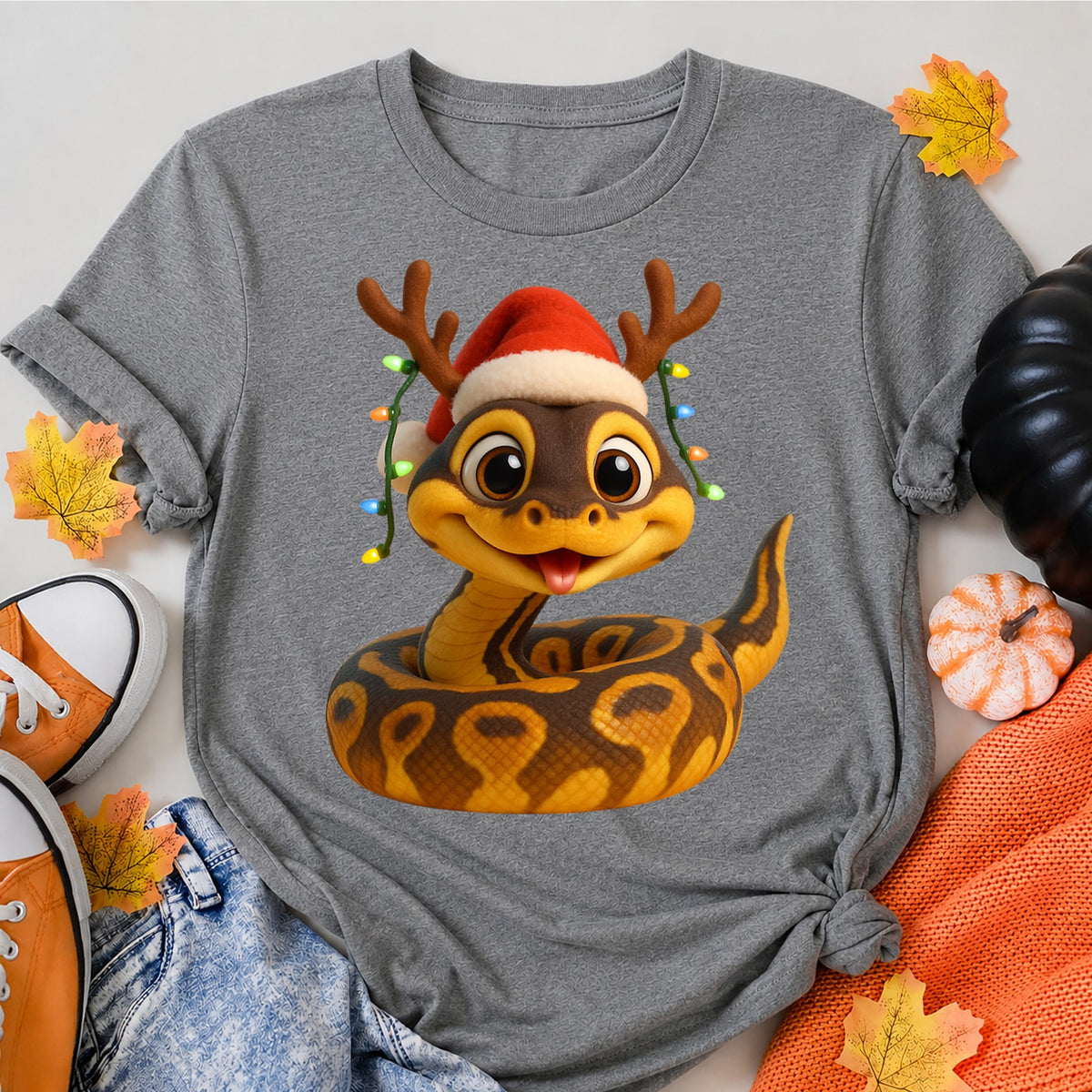 Freeway Ball Python Christmas Lights T-Shirt - product view 7