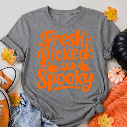 Fresh Picked And Spooky Halloween Shirt in Grey – alternate view