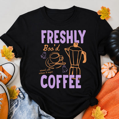 Freshly Boo'D Coffee Halloween Shirt in Black – alternate view