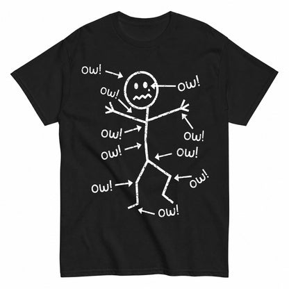 KAVENRO Ow Stick Figure graphic T-shirt with sarcastic humor design