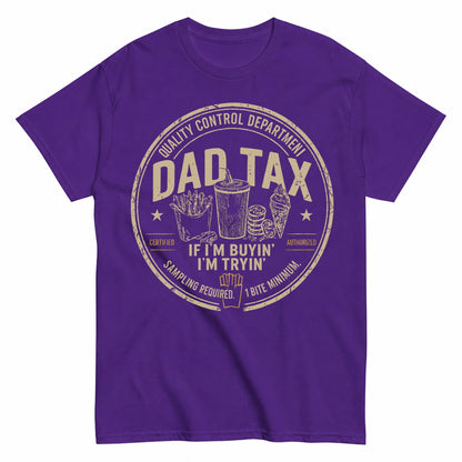 KAVENRO Dad Food Tax graphic T-shirt in blue with Gimme A Bite design