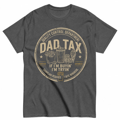 KAVENRO Dad Food Tax graphic T-shirt in grey with Gimme A Bite design