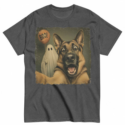 German Shepherd Halloween Shirt in Grey – product view