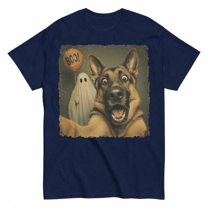 German Shepherd Halloween Shirt in Navy – product view