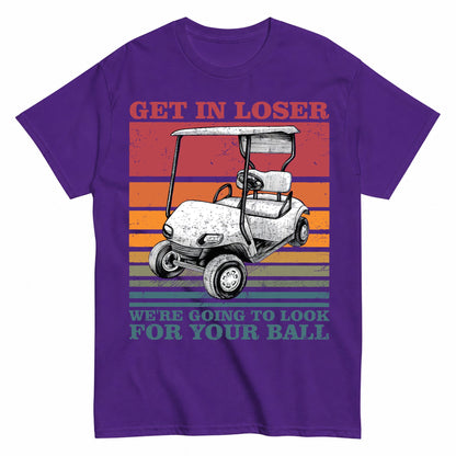 KAVENRO Get in Loser Golf graphic T-shirt in blue with golf cart design
