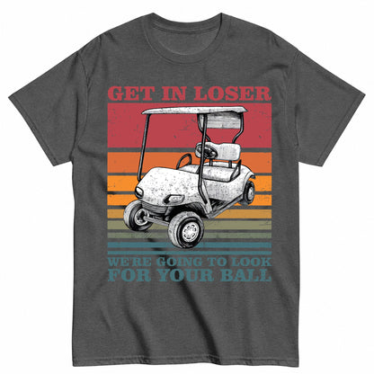 KAVENRO Get in Loser Golf graphic T-shirt in grey with golf cart design