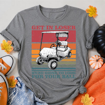 KAVENRO Get in Loser Golf graphic T-shirt in grey with golf cart design shirt