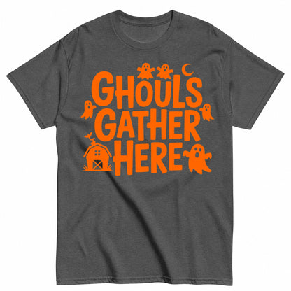 Ghouls Gather Here Halloween Shirt in Grey – product view