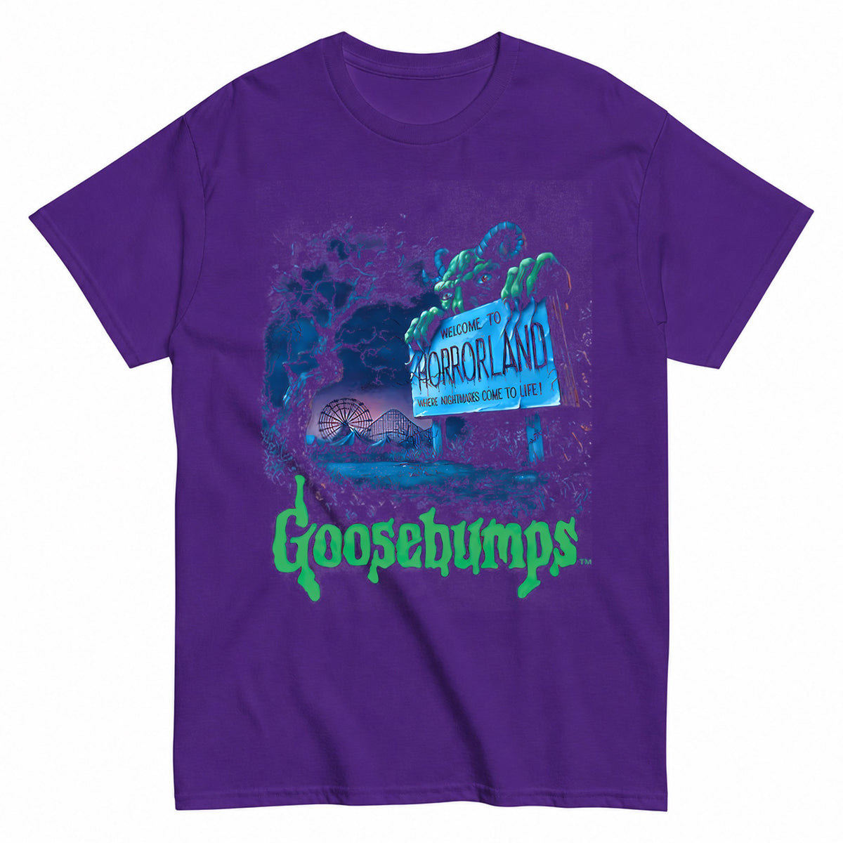 Goosebumps Horror Halloween Shirt in Blue – product view