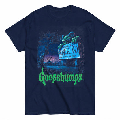 Goosebumps Horror Halloween Shirt in Navy – product view