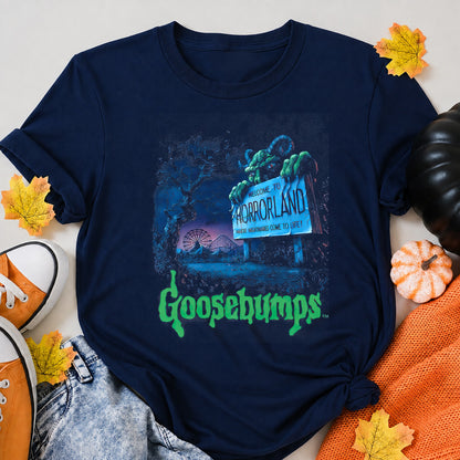 Goosebumps Horror Halloween Shirt in Navy – alternate view
