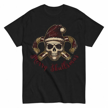 Gothic Christmas Skull With Candy Canes Dark Colors Edition T-Shirt - product view 1