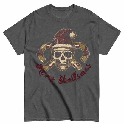 Gothic Christmas Skull With Candy Canes Dark Colors Edition T-Shirt - product view 3