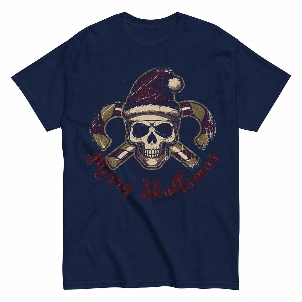 Gothic Christmas Skull With Candy Canes Dark Colors Edition T-Shirt - product view 4