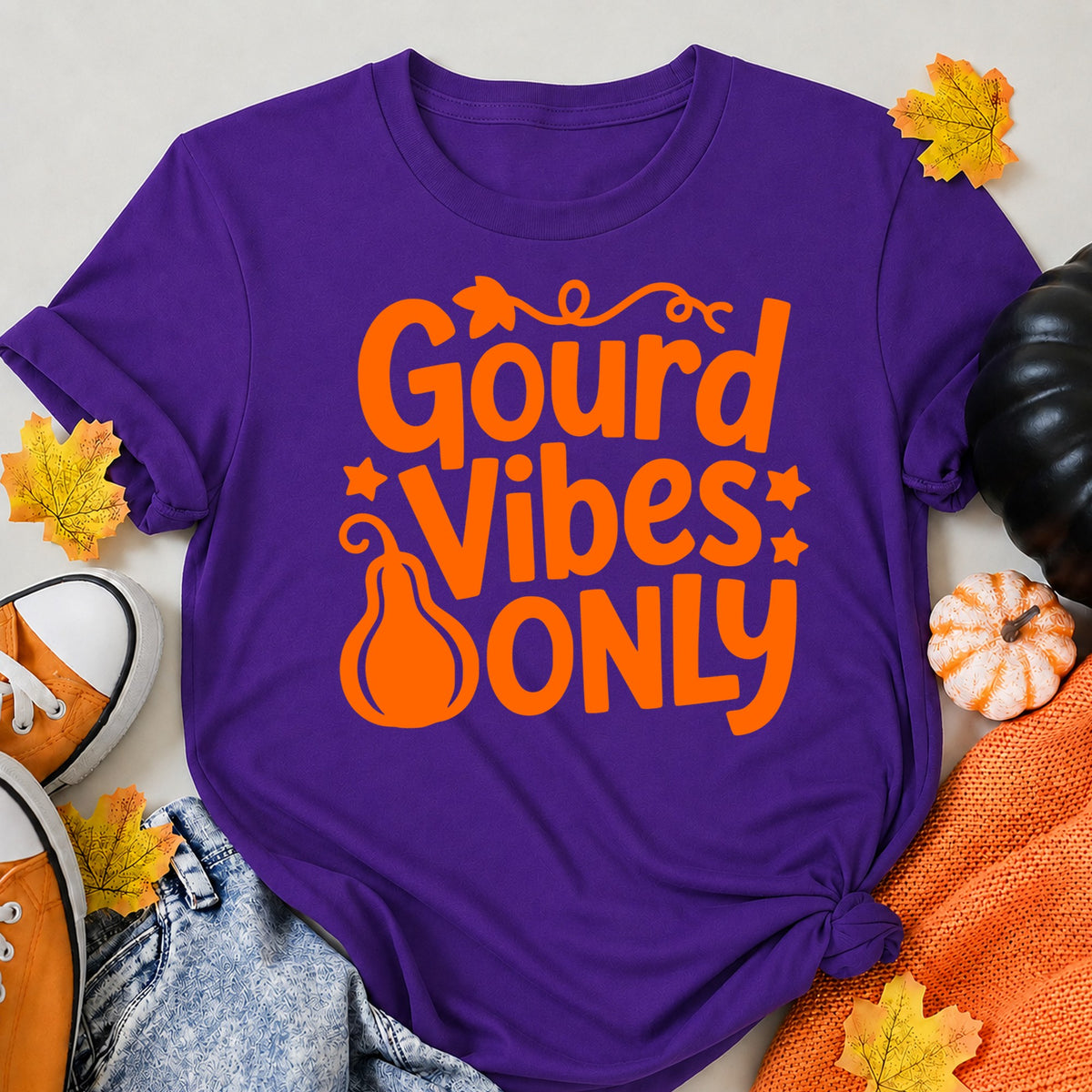Gourd Vibes Only Halloween Shirt in Blue – alternate view
