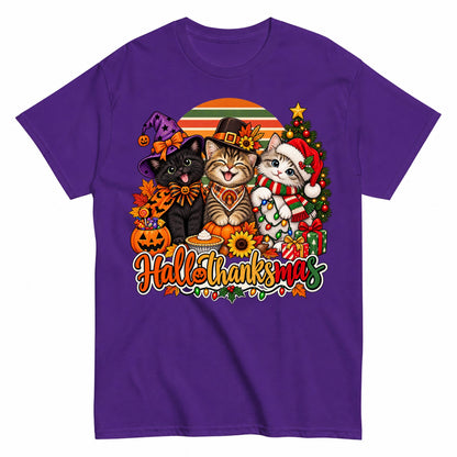 Hallothanksmas Kittens Christmas T-Shirt - product view 2