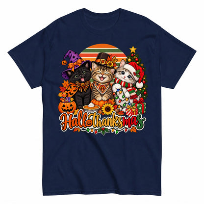 Hallothanksmas Kittens Christmas T-Shirt - product view 4