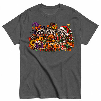 Hallothanksmas Raccoons Christmas T-Shirt - product view 3