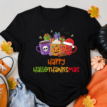 Happy Hallothanksmas Cute Mugs Christmas T-Shirt - product view 5