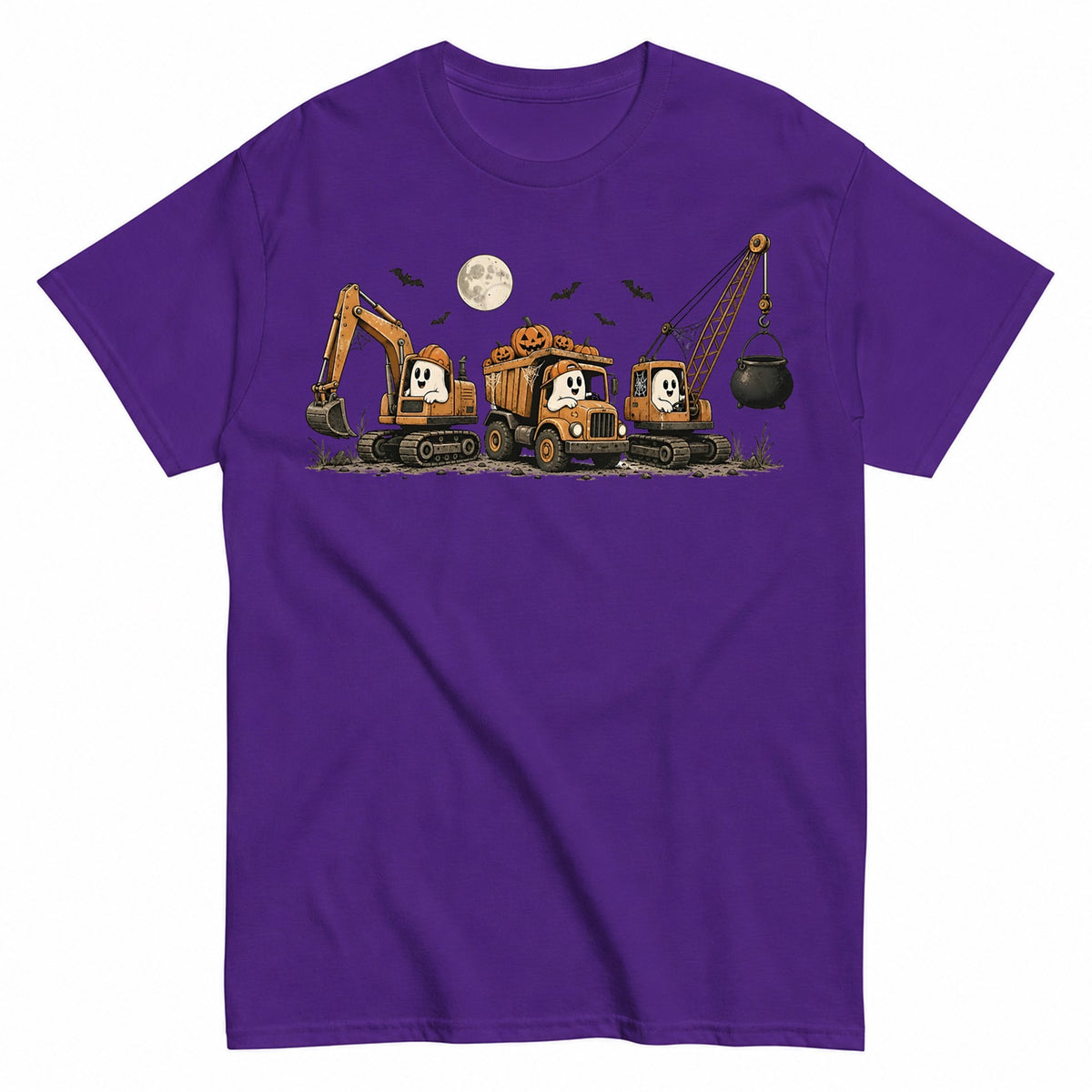 Haunted Construction Crew Halloween Design Halloween Shirt in Blue – product view