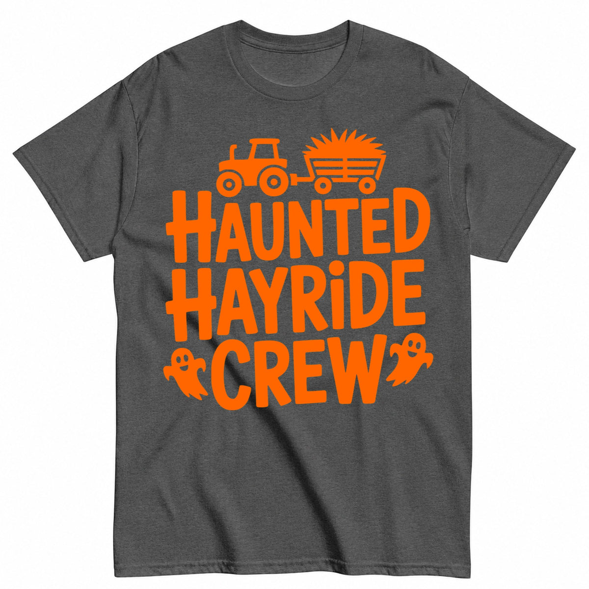 Haunted Hayride Crew Halloween Shirt in Grey – product view