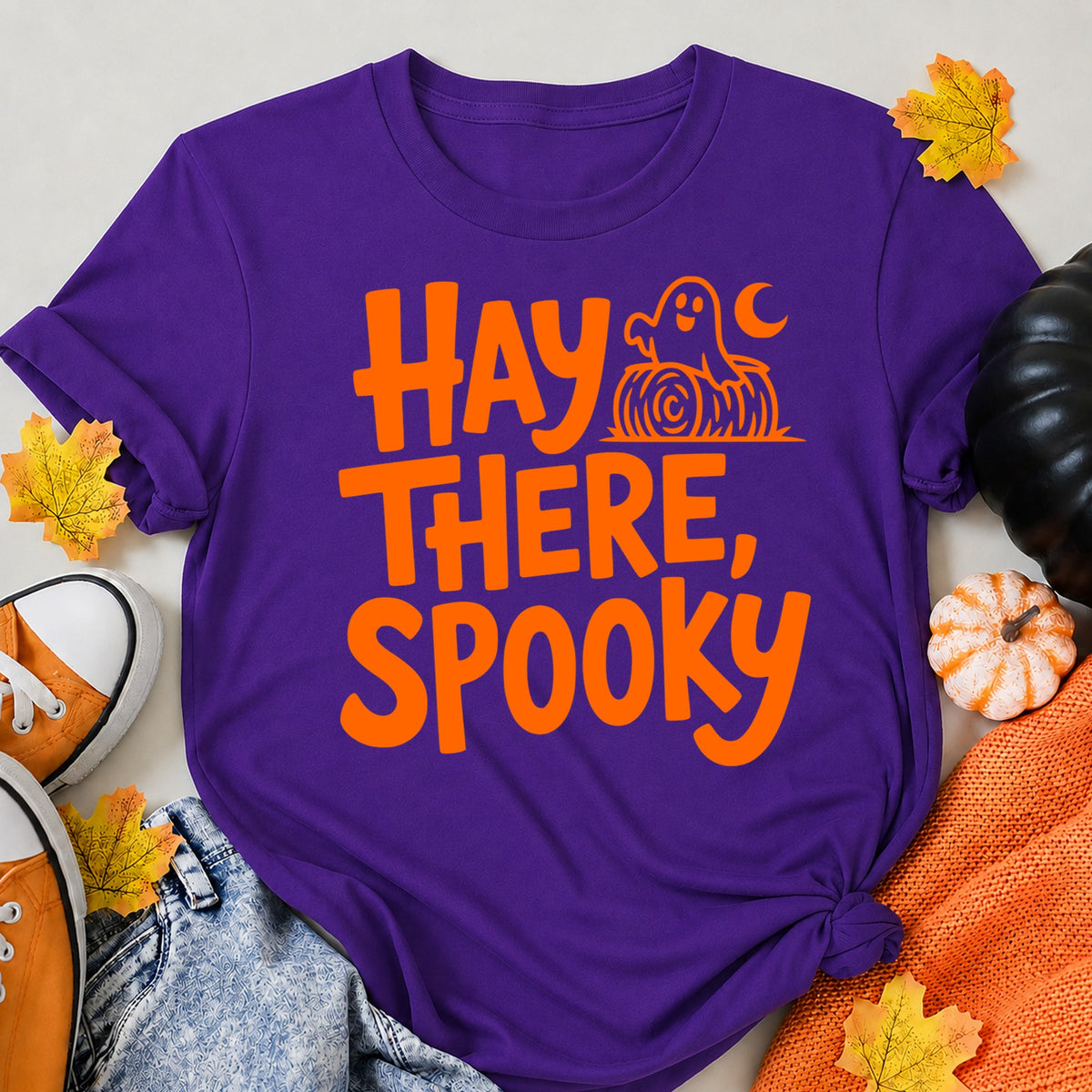 Hay There Spooky Halloween Shirt in Blue – alternate view