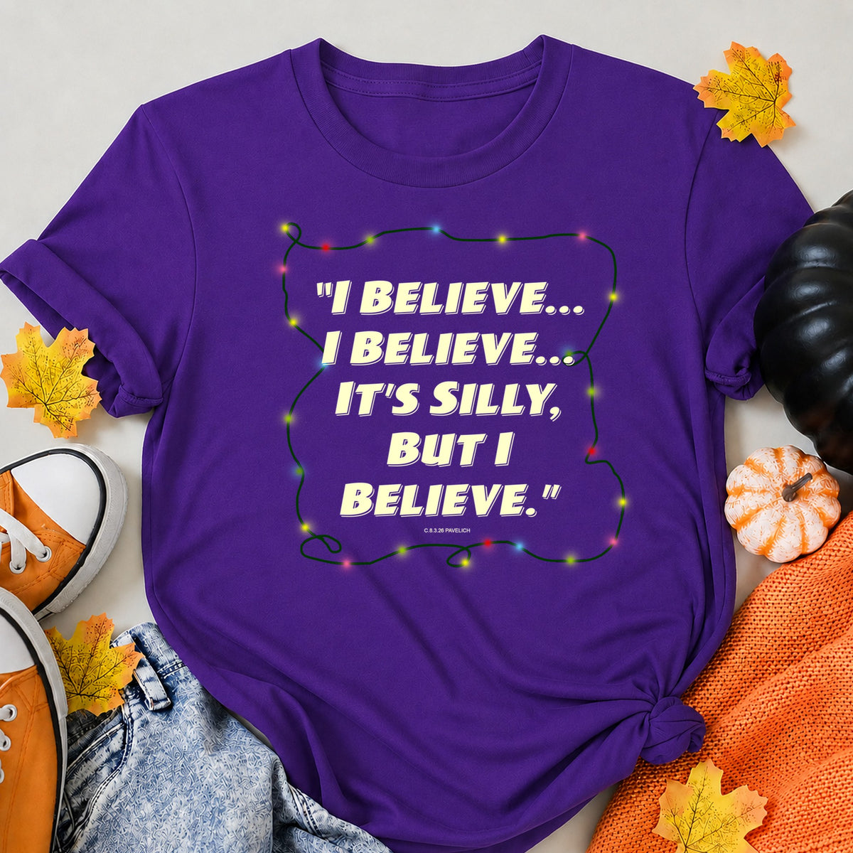 I Believe Lights Christmas T-Shirt - product view 6