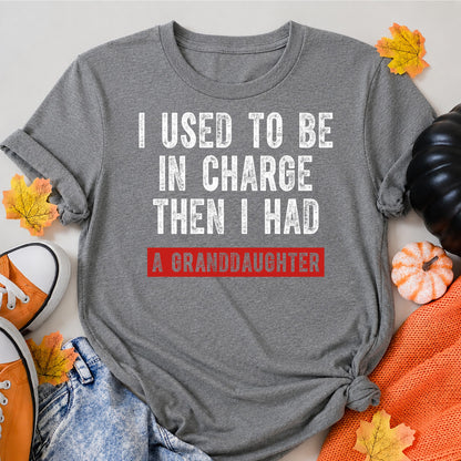 KAVENRO Granddaughter in Charge graphic T-shirt in grey with funny grandparent design shirt